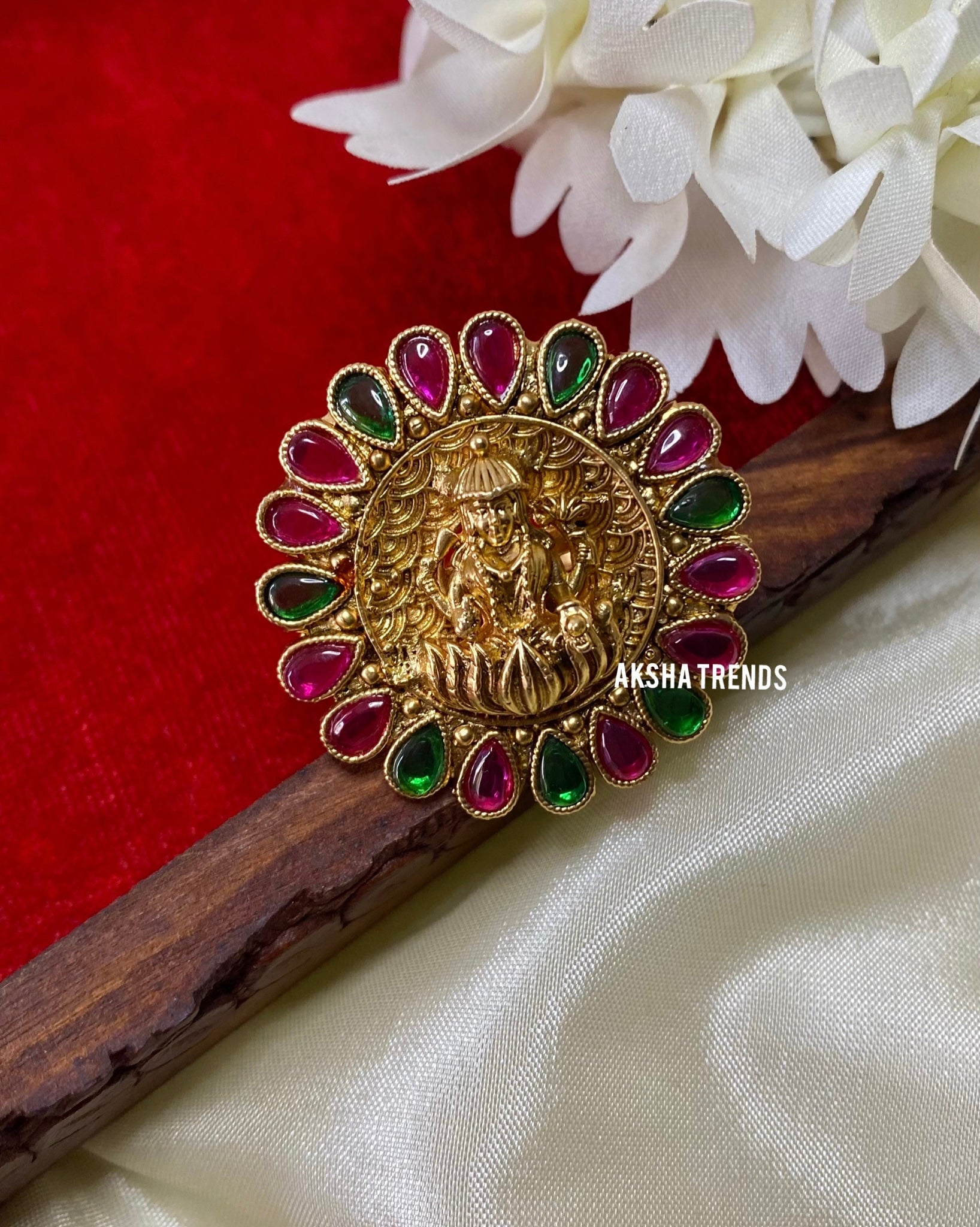 Golden lakshmi kemp finger rings Aksha Trends