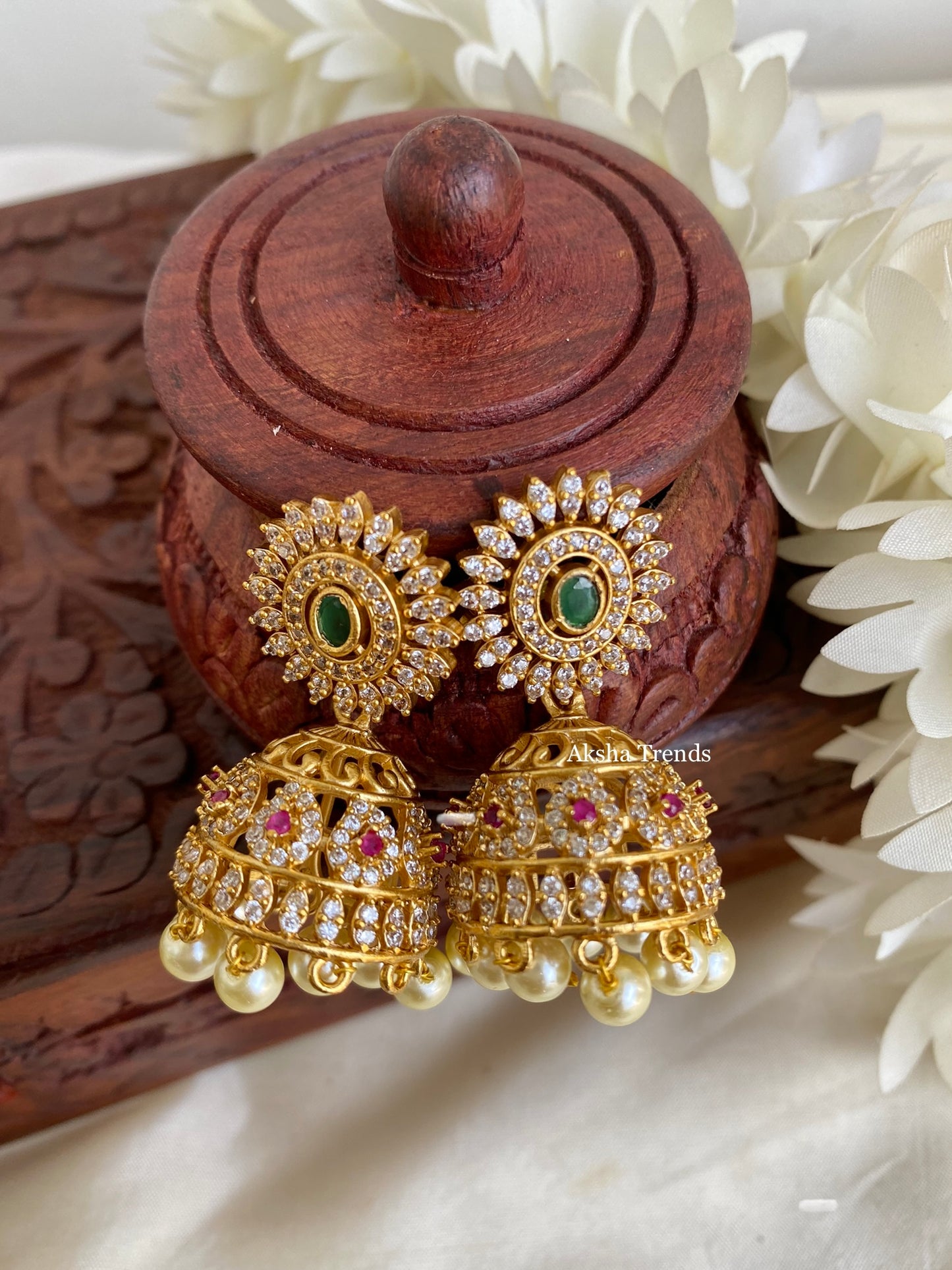 Premium American diamond jhumkas Aksha Trends